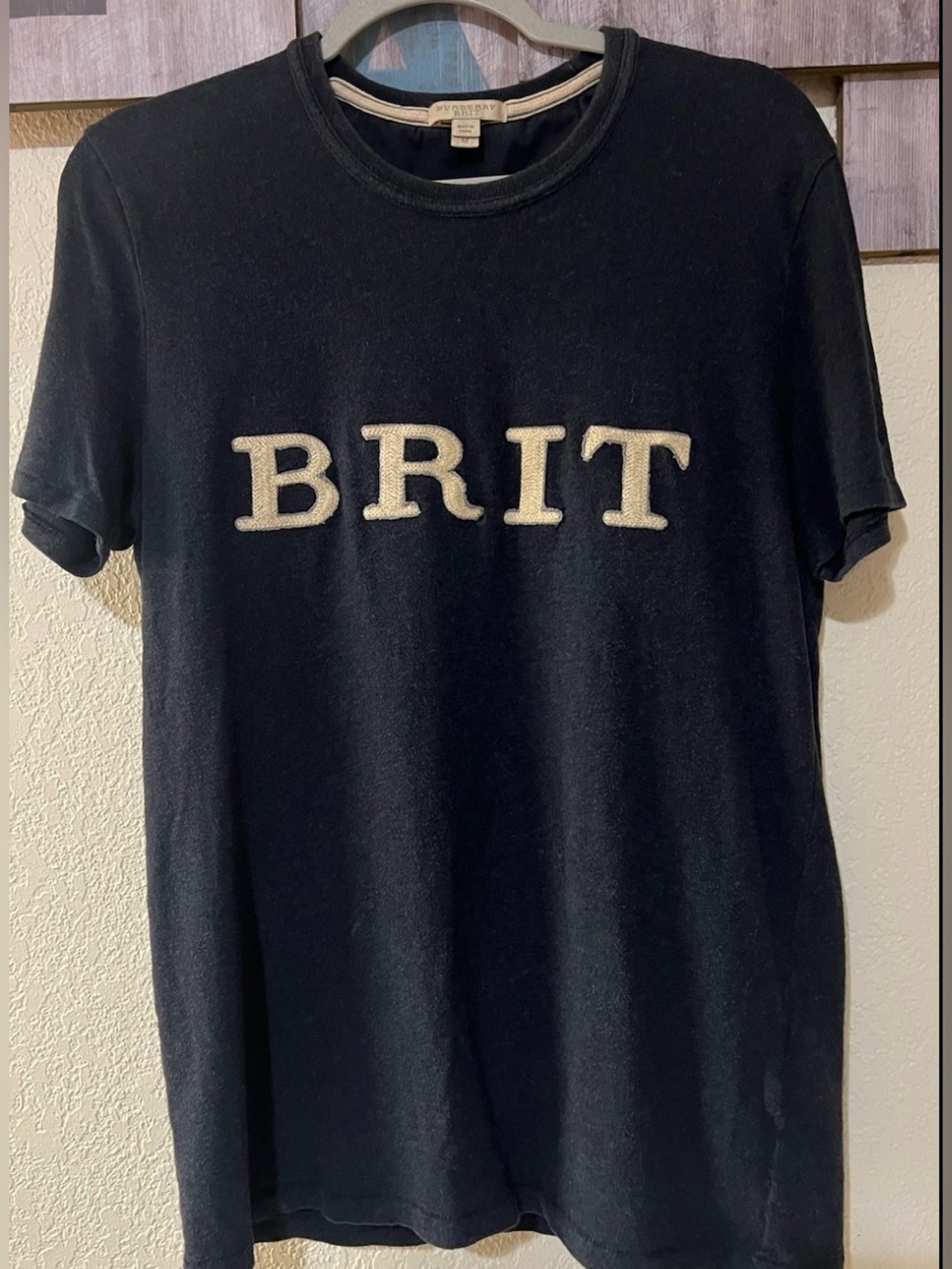 Burberry Brit Black Embroidered Logo Graphic Crew Neck T-Shirt, Men's M / Unisex